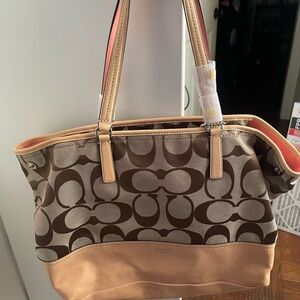 Coach brand new never used peach& tan tote